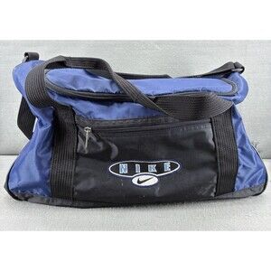 Vintage Nike Sport Duffle Travel Shoulder Bag Blue W/ Shoulder Strap Swoosh